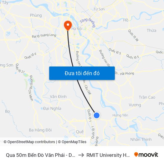 Qua 50m Bến Đò Văn Phái - Dt428 to RMIT University Hanoi map