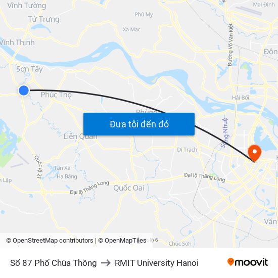 Số 87 Phố Chùa Thông to RMIT University Hanoi map