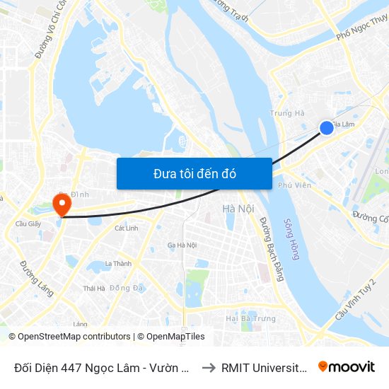 Đối Diện 447 Ngọc Lâm - Vườn Hoa Gia Lâm to RMIT University Hanoi map