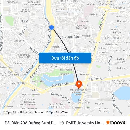 Đối Diện 298 Đường Bưởi Dưới to RMIT University Hanoi map