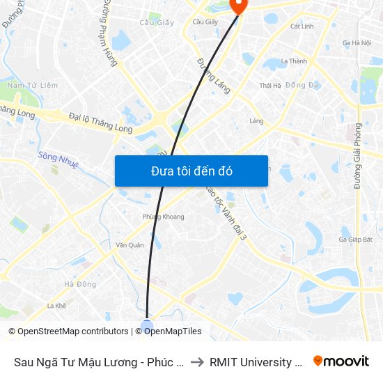 Sau Ngã Tư Mậu Lương - Phúc La 50m to RMIT University Hanoi map