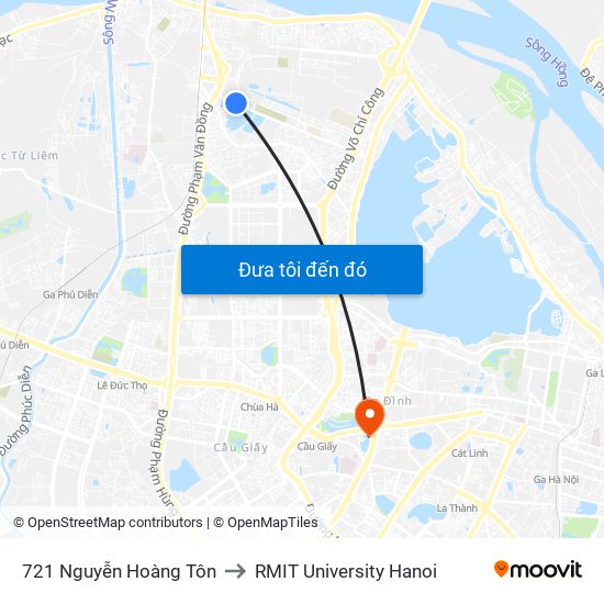 721 Nguyễn Hoàng Tôn to RMIT University Hanoi map