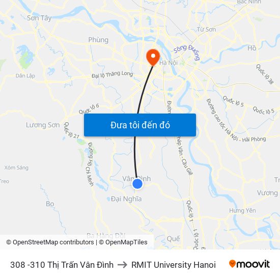 308 -310 Thị Trấn Vân Đình to RMIT University Hanoi map