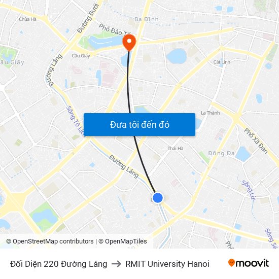 Đối Diện 220 Đường Láng to RMIT University Hanoi map
