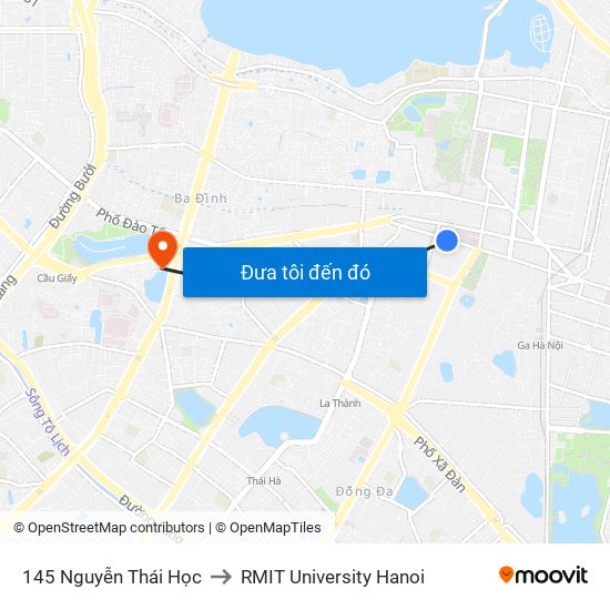 145 Nguyễn Thái Học to RMIT University Hanoi map