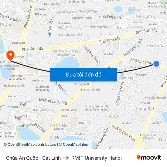 Chùa An Quốc - Cát Linh to RMIT University Hanoi map