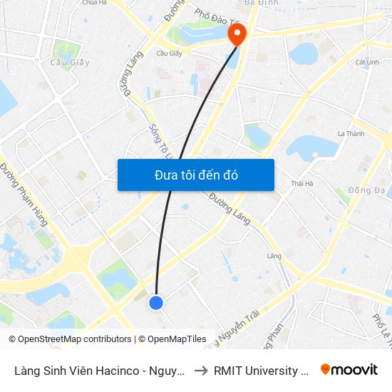 Làng Sinh Viên Hacinco - Nguyễn Tuân to RMIT University Hanoi map