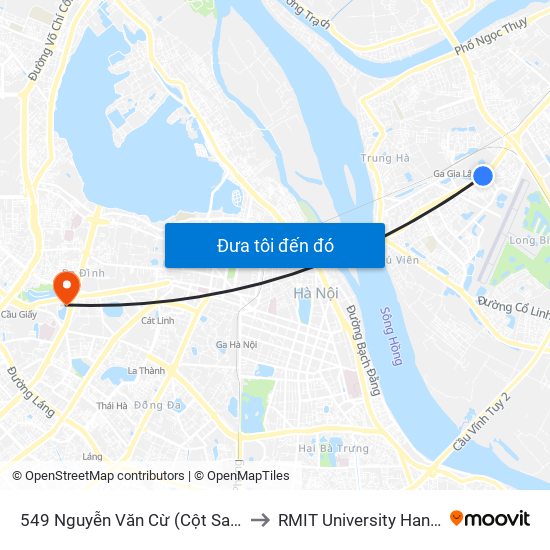 549 Nguyễn Văn Cừ (Cột Sau) to RMIT University Hanoi map