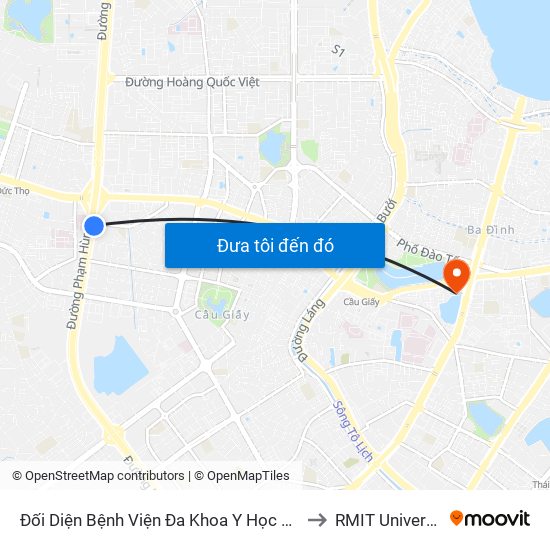 Đối Diện Bệnh Viện Đa Khoa Y Học Cổ Truyền - Phạm Hùng to RMIT University Hanoi map