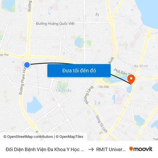 Nhà Máy Nước Mai Dịch - Phạm Hùng to RMIT University Hanoi map