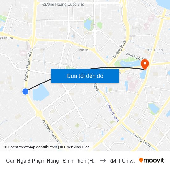 Gần Ngã 3 Phạm Hùng - Đình Thôn (Hướng Đi Khuất Duy Tiến)-Cột Trước to RMIT University Hanoi map