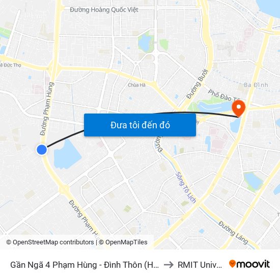 Gần Ngã 4 Phạm Hùng - Đình Thôn (Hướng Đi Khuất Duy Tiến)-Cột Sau to RMIT University Hanoi map