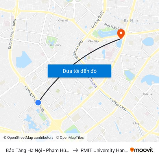 Bảo Tàng Hà Nội - Phạm Hùng to RMIT University Hanoi map