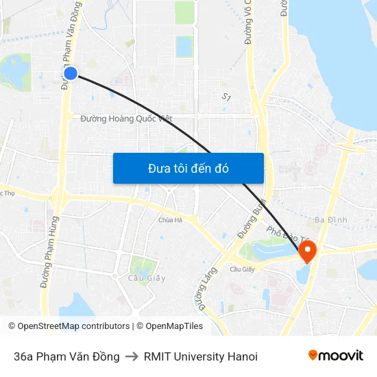 36a Phạm Văn Đồng to RMIT University Hanoi map