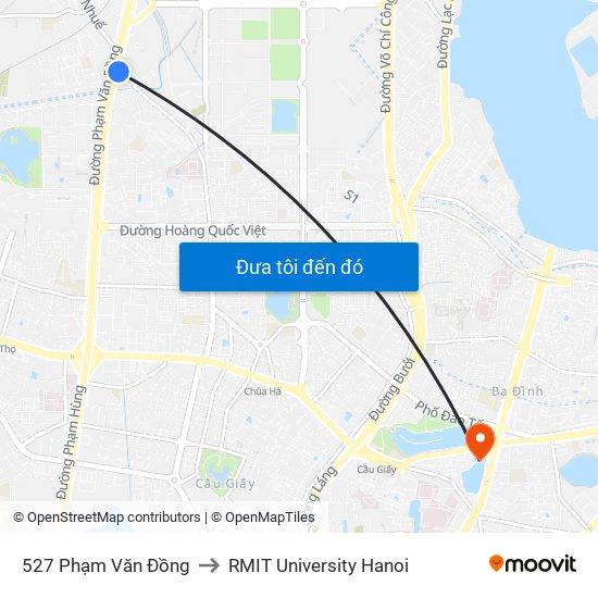 527 Phạm Văn Đồng to RMIT University Hanoi map