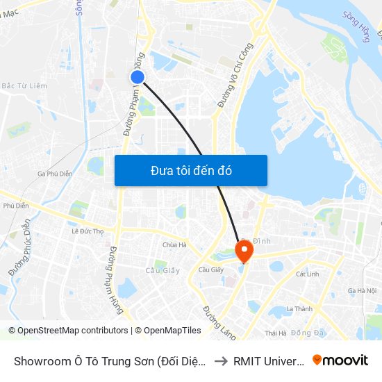 Showroom Ô Tô Trung Sơn (Đối Diện 315 Phạm Văn Đồng) to RMIT University Hanoi map