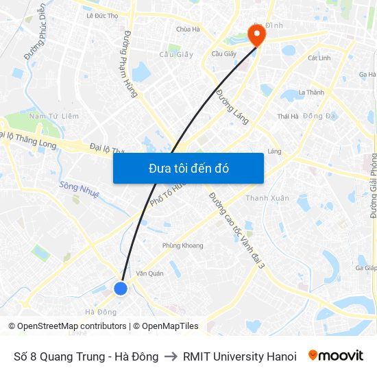 Số 8 Quang Trung - Hà Đông to RMIT University Hanoi map