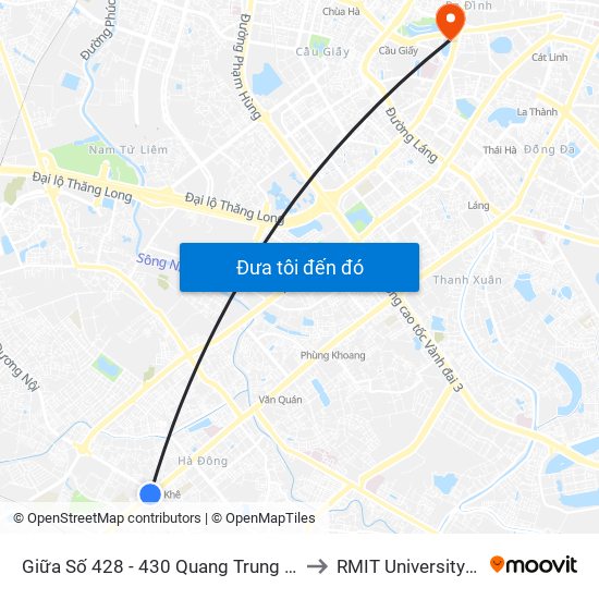 Giữa Số 428 - 430 Quang Trung (Hà Đông) to RMIT University Hanoi map
