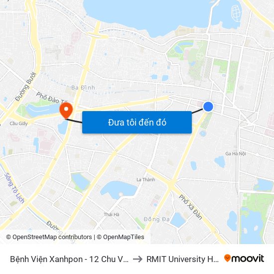 Bệnh Viện Xanhpon - 12 Chu Văn An to RMIT University Hanoi map