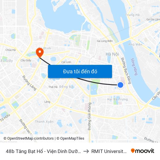 48b Tăng Bạt Hổ - Viện Dinh Dưỡng - Bộ Y Tế to RMIT University Hanoi map