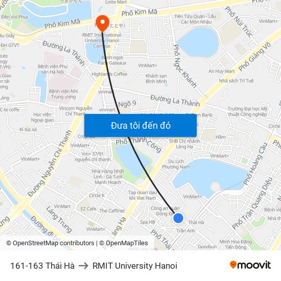 161-163 Thái Hà to RMIT University Hanoi map