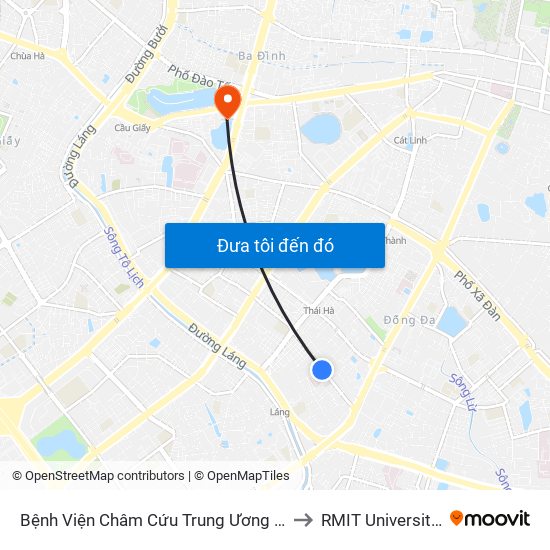 Bệnh Viện Châm Cứu Trung Ương - 49 Thái Thịnh to RMIT University Hanoi map