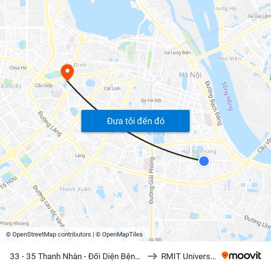 33 - 35 Thanh Nhàn - Đối Diện Bệnh Viện Thanh Nhàn to RMIT University Hanoi map