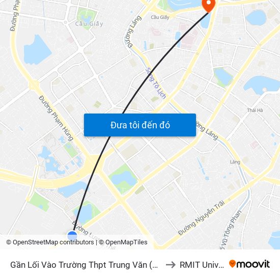 Gần Lối Vào Trường Thpt Trung Văn (Qua Ngã 4 Lương Thế Vinh - Tố Hữu) to RMIT University Hanoi map
