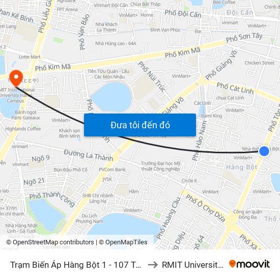 Trạm Biến Áp Hàng Bột 1 - 107 Tôn Đức Thắng to RMIT University Hanoi map