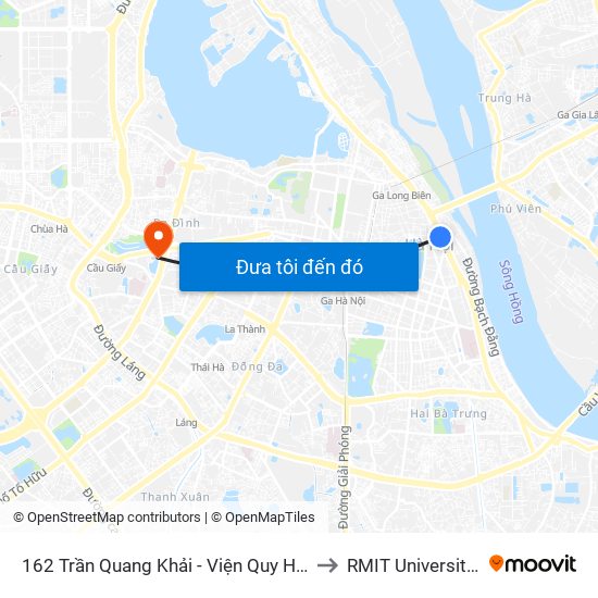 162 Trần Quang Khải - Viện Quy Hoạch Thủy Lợi to RMIT University Hanoi map