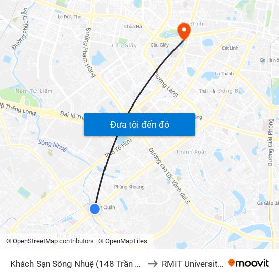 Khách Sạn Sông Nhuệ (148 Trần Phú- Hà Đông) to RMIT University Hanoi map