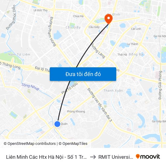 Liên Minh Các Htx Hà Nội - Số 1 Trần Phú (Hà Đông) to RMIT University Hanoi map