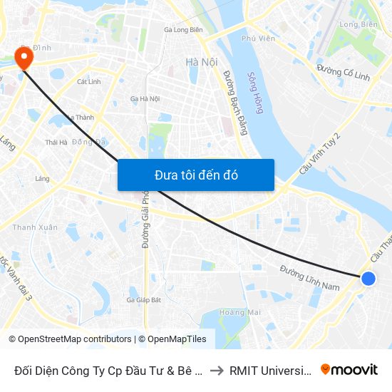 Đối Diện Công Ty Cp Đầu Tư & Bê Tông Thịnh Liệt to RMIT University Hanoi map