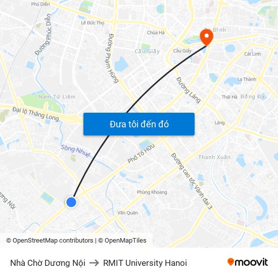 Nhà Chờ Dương Nội to RMIT University Hanoi map