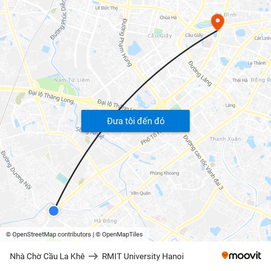 Nhà Chờ Cầu La Khê to RMIT University Hanoi map