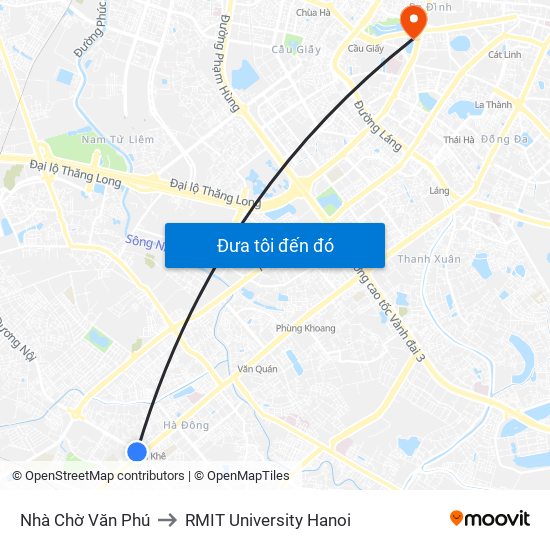 Nhà Chờ Văn Phú to RMIT University Hanoi map