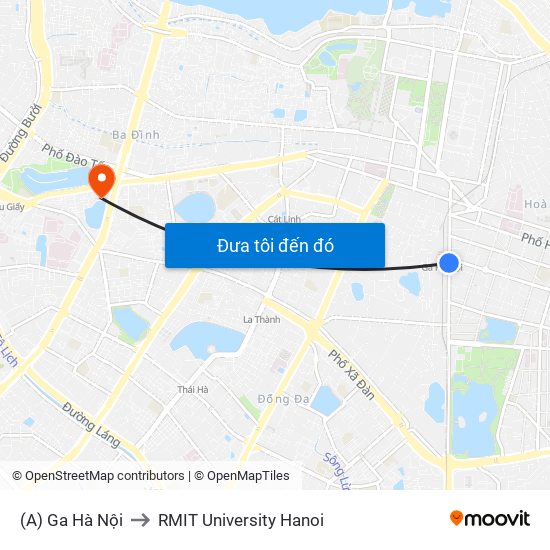 (A) Ga Hà Nội to RMIT University Hanoi map