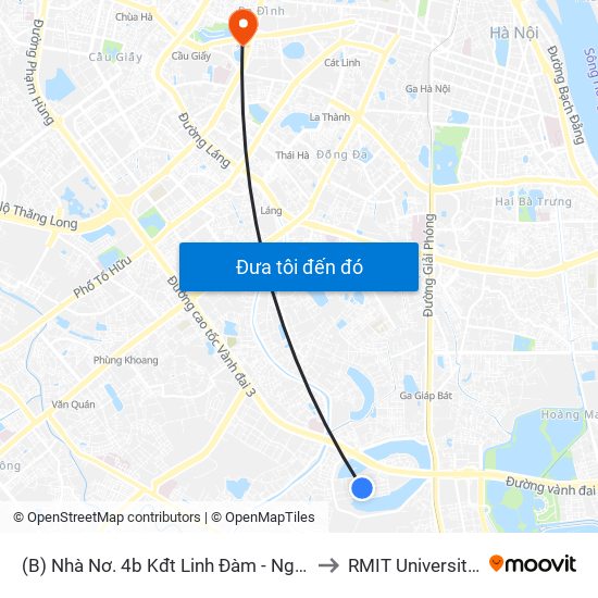 (B) Nhà Nơ. 4b Kđt Linh Đàm - Nguyễn Duy Trinh to RMIT University Hanoi map