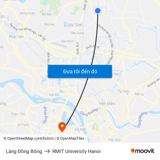 Làng Đồng Bông to RMIT University Hanoi map