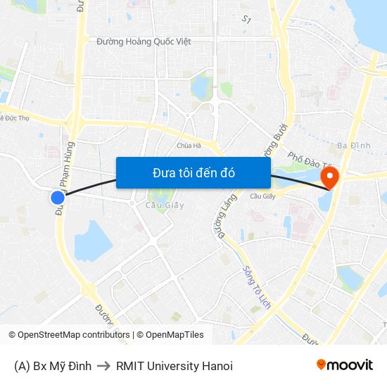 (A) Bx Mỹ Đình to RMIT University Hanoi map