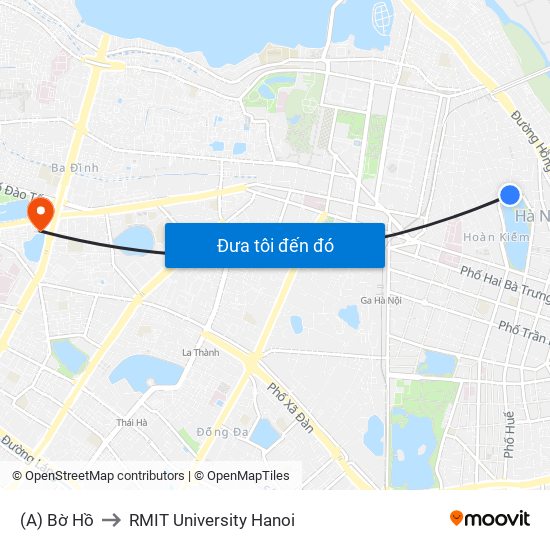 (A) Bờ Hồ to RMIT University Hanoi map