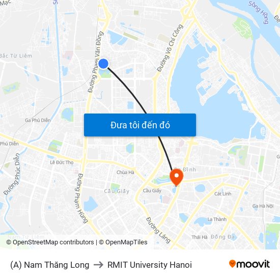 (A) Nam Thăng Long to RMIT University Hanoi map