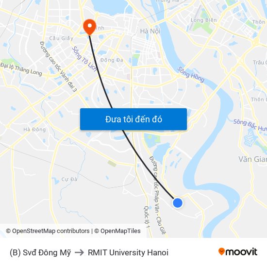 (B) Svđ Đông Mỹ to RMIT University Hanoi map