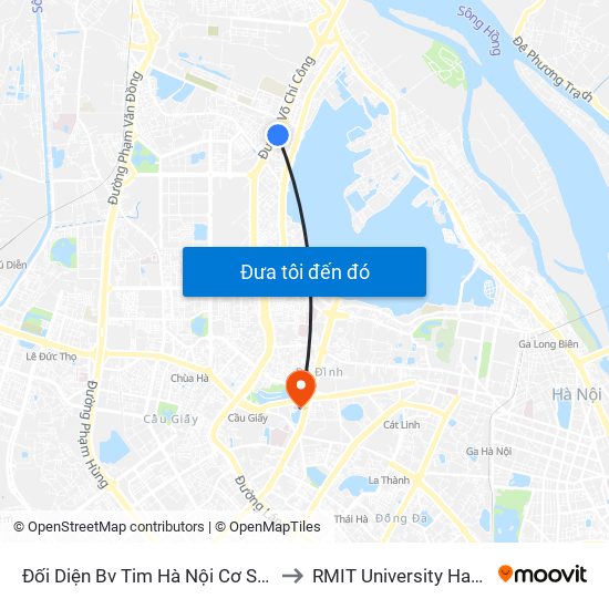 Đối Diện Bv Tim Hà Nội Cơ Sở 2 to RMIT University Hanoi map