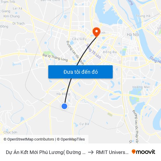 Dự Án Kđt Mới Phú Lương( Đường Phúc La- Văn Phú) to RMIT University Hanoi map