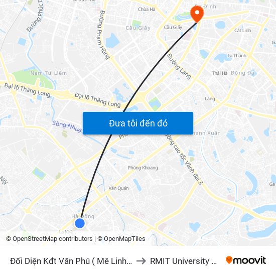 Đối Diện Kđt Văn Phú ( Mê Linh Plaza) to RMIT University Hanoi map