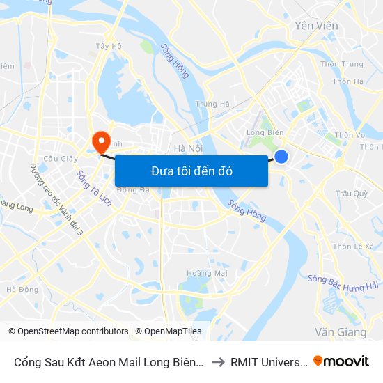 Cổng Sau Kđt Aeon Mail Long Biên - Đường Nội Bộ Kđt to RMIT University Hanoi map