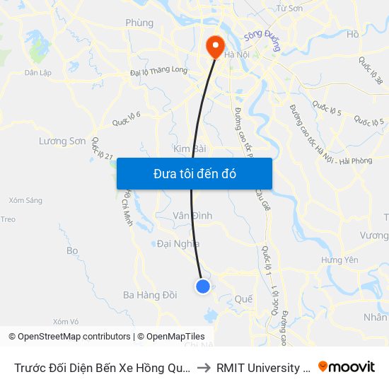 Trước Đối Diện Bến Xe Hồng Quang 30m to RMIT University Hanoi map