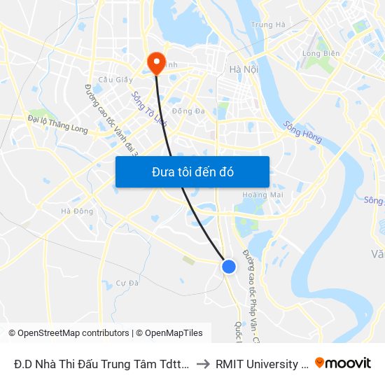 Đ.D Nhà Thi Đấu Trung Tâm Tdtt Thanh Trì to RMIT University Hanoi map