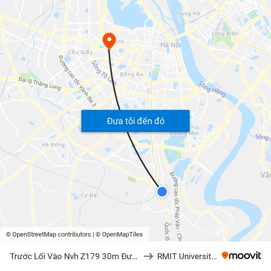 Trước Lối Vào Nvh Z179 30m Đường Quang Lai to RMIT University Hanoi map